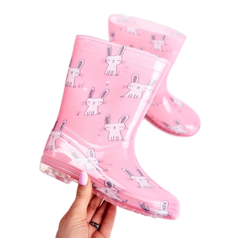Children's rubber rain boots. Pink Bunny 2