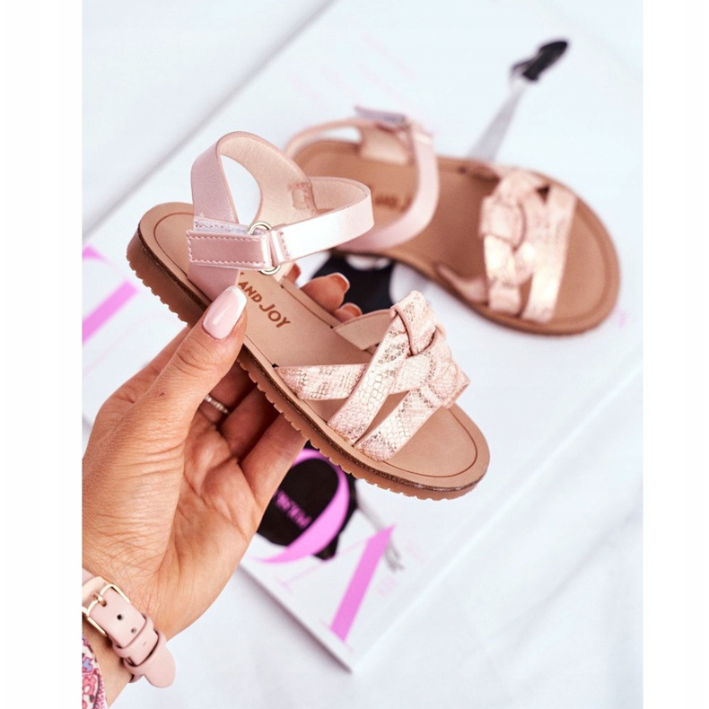 FRROCK Children's Sandals With Velcro For Girls Pink Lilo yellow 2