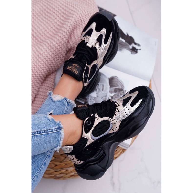 Women's Sport Shoes Big Star by Daniel Lopez Black and Gold FF274A524 yellow 4