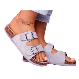 EVE Women's Slippers On Cork With Buckles Gray Si Senor grey 4