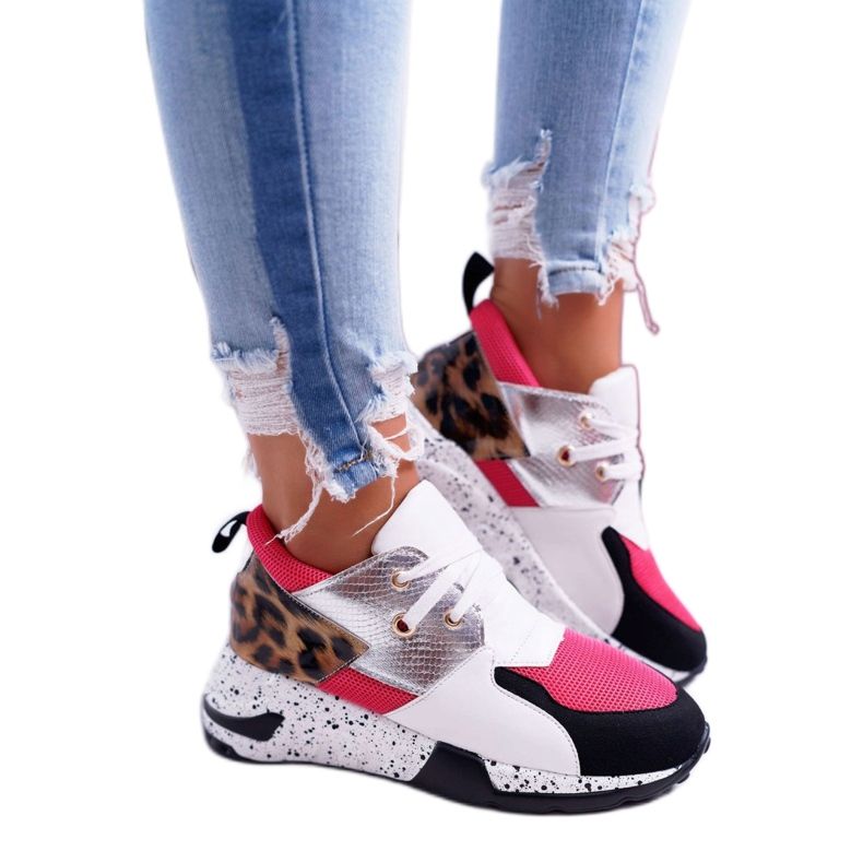 Women's Sport Shoes Lu Boo With Leopard Pattern White Malibu black pink silver 3