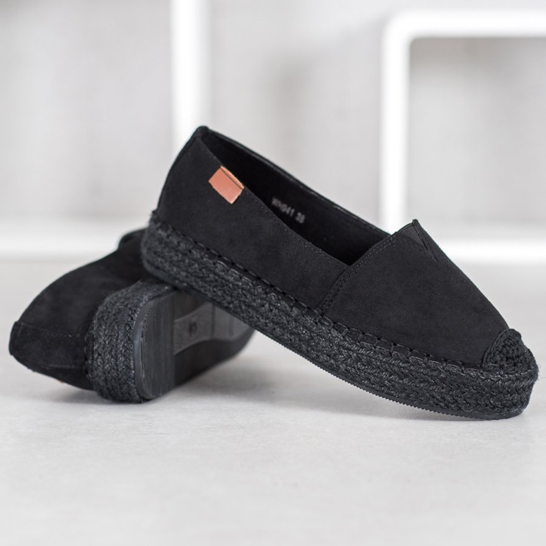SHELOVET Black Espadrilles With Suede 1