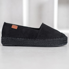 SHELOVET Black Espadrilles With Suede 2