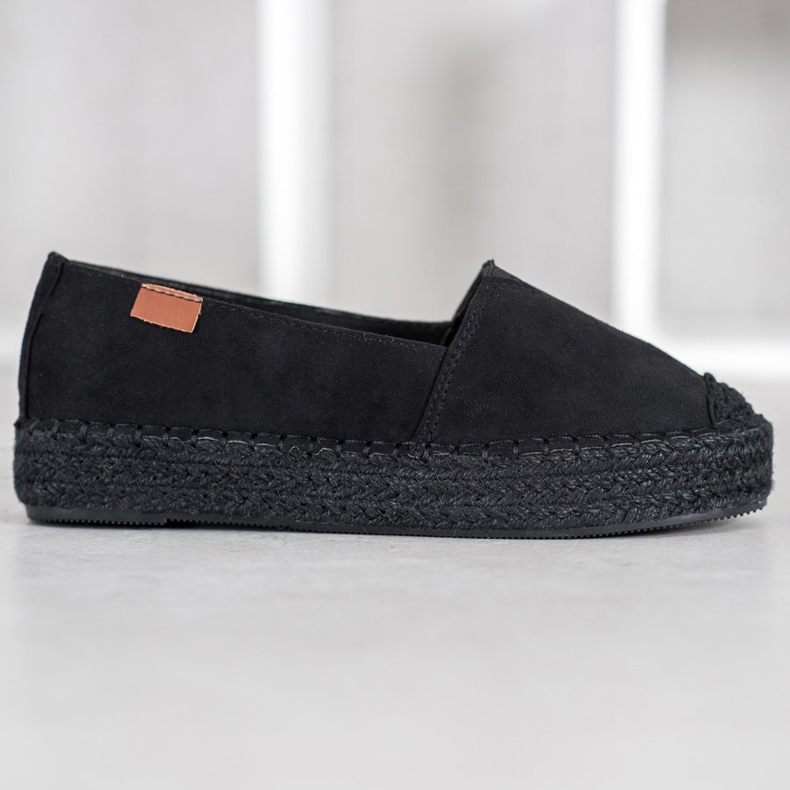 SHELOVET Black Espadrilles With Suede 2