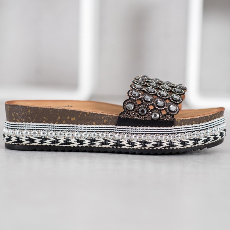 Renda Slippers With Ornaments On The Platform black 2