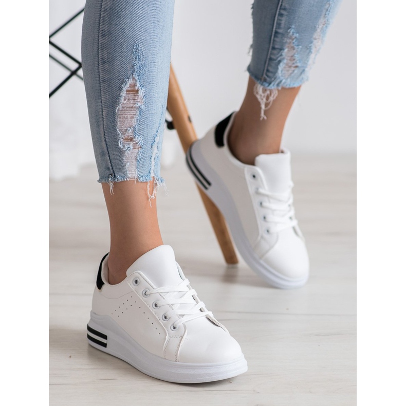 RTX WALK Stylish Eco Leather Sneakers white black 1