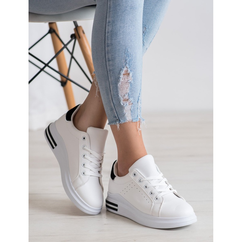 RTX WALK Stylish Eco Leather Sneakers white black 2