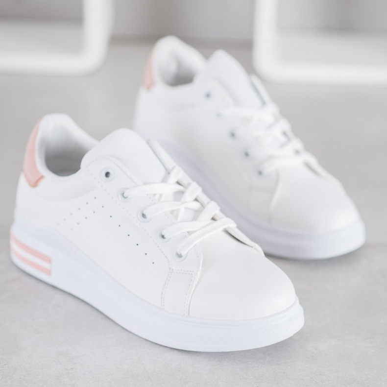 RTX WALK Stylish Eco Leather Sneakers white pink 2
