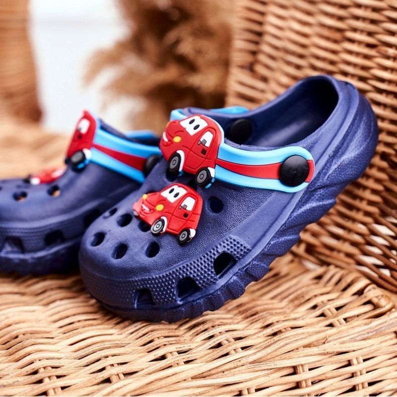 PB2 Children's Slippers Foam Crocs Navy Blue Cars Bruno 1
