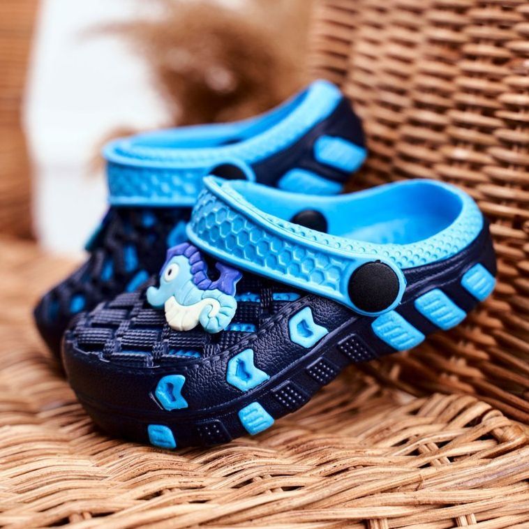 Children's Slippers Foam Crocs Black Seahorse Casper blue 1