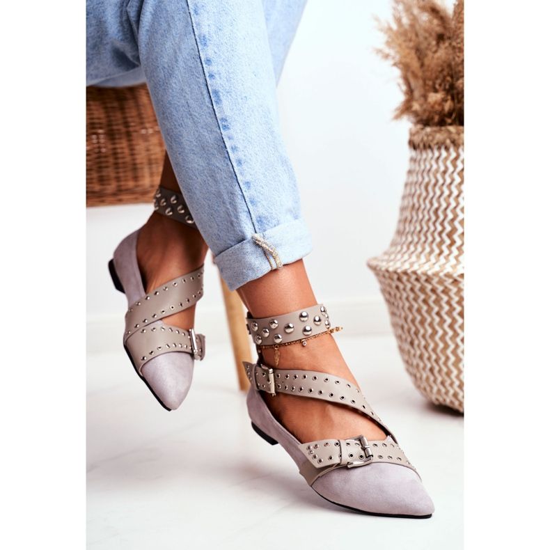 Lu Boo Ballerina In Spitz Striped Rivets Gray Esteria grey 2