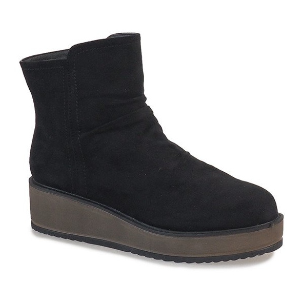 Black suede wedge boots T122 1