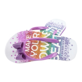 American Club Girls' flip flops, purple flip -flops with a bow 2
