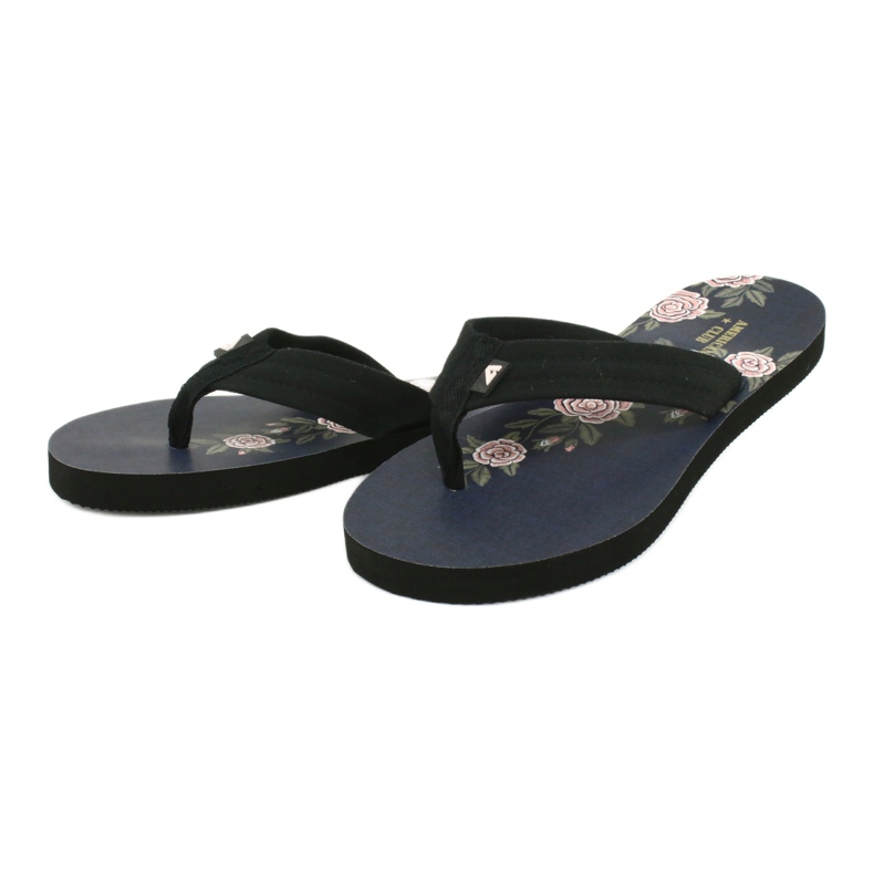American Club American women's foam flip-flops JP04 black pink 1
