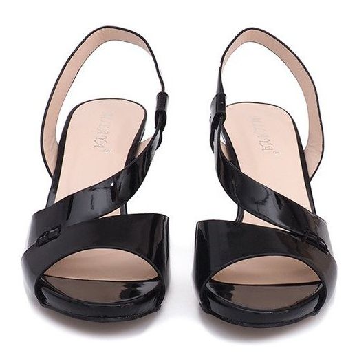 Lacquered Sandals Pumps TRA329 Black 1