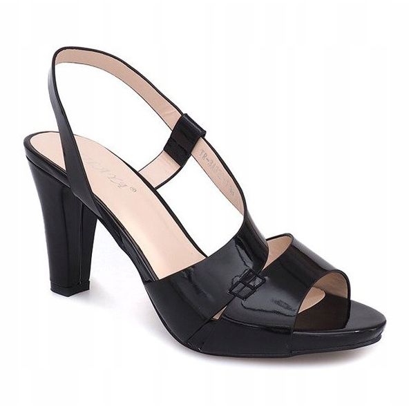 Lacquered Sandals Pumps TRA329 Black 2