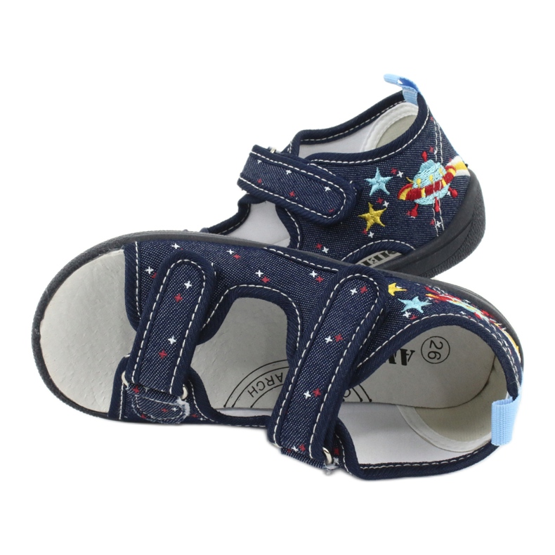 American Club American sandals children's shoes leather insole TEN28 navy blue 4