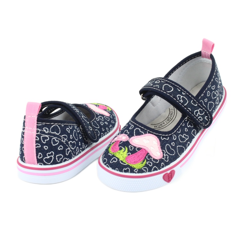 American Club Ballerinas sneakers with Velcro TEN15 hearts white navy blue pink 3 American Club Ballerinas sneakers with Velcro TEN15 hearts white navy blue pink 3