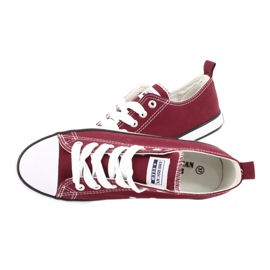 American Club Women's sneakers tied burgundy red 4
