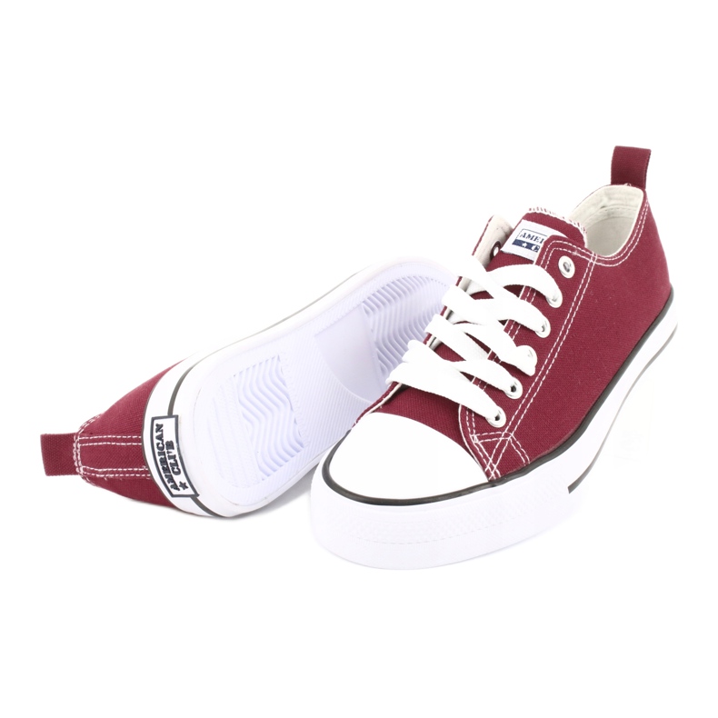 American Club Women's sneakers tied burgundy red 3