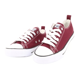 American Club Women's sneakers tied burgundy red 2