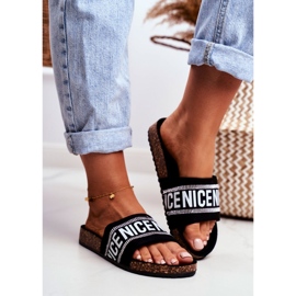 EVE Women's Black Slippers On Cork With BeNice Rhinestones 2