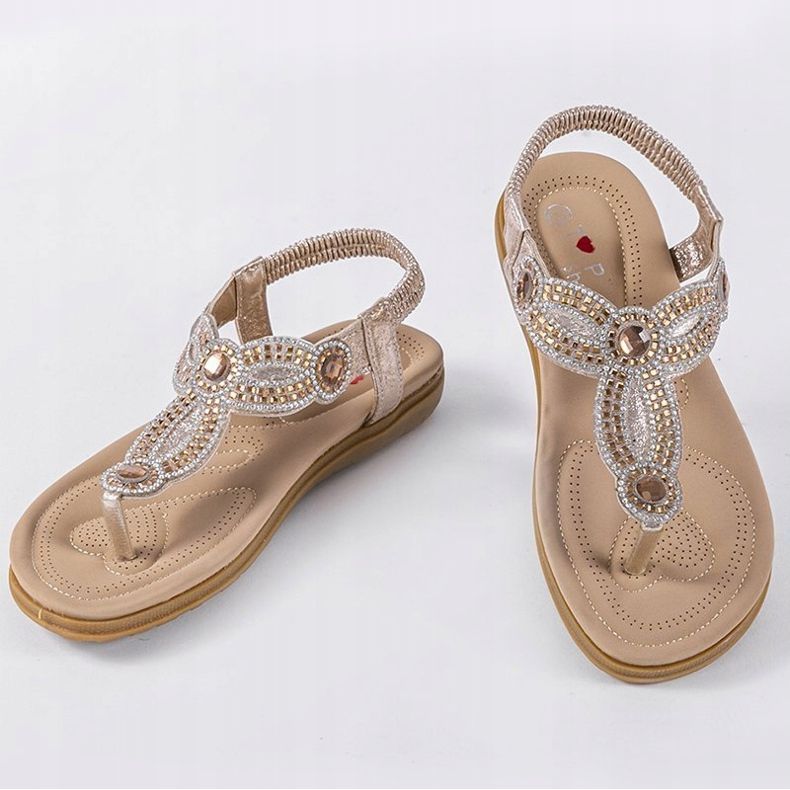 CT-29 golden flat sandals 2