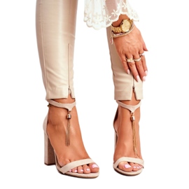 ADY Beige Suede Sandals on a Bar with Annick Fringe 1