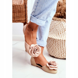 LU BOO Rubber Ballerinas Meliski Flowers Beige Esther 1