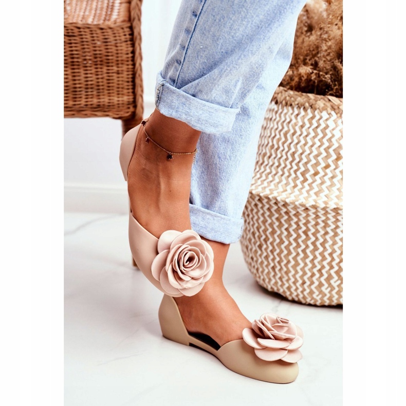 LU BOO Rubber Ballerinas Meliski Flowers Beige Esther 1