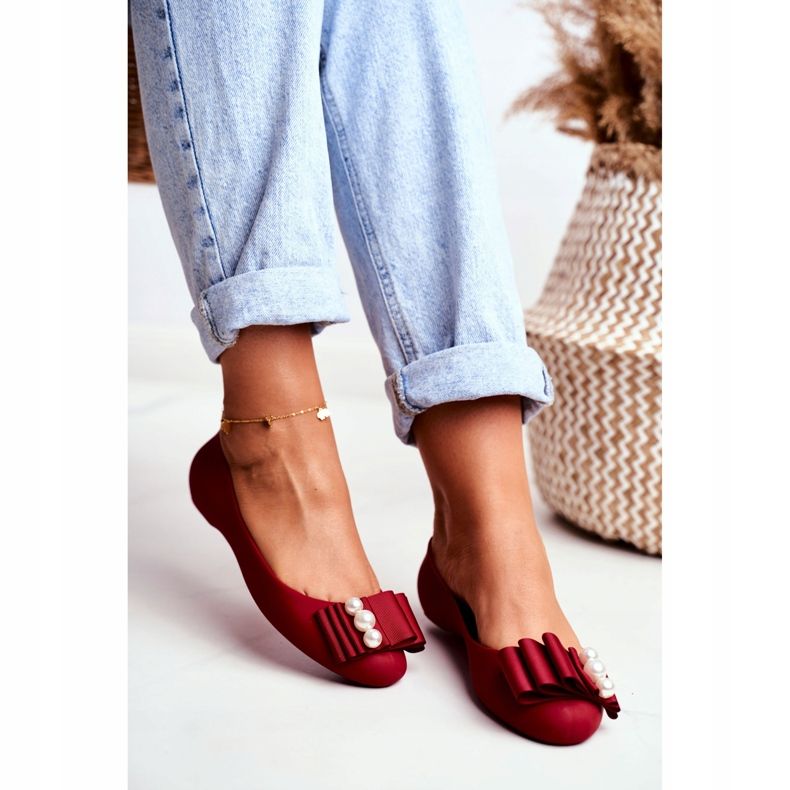 LU BOO Rubber Ballerinas Meliski Bows Red Joleen 2