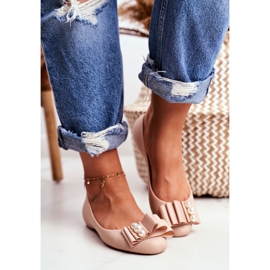 LU BOO Rubber Ballerinas Meliski Bows Beige Joleen 1