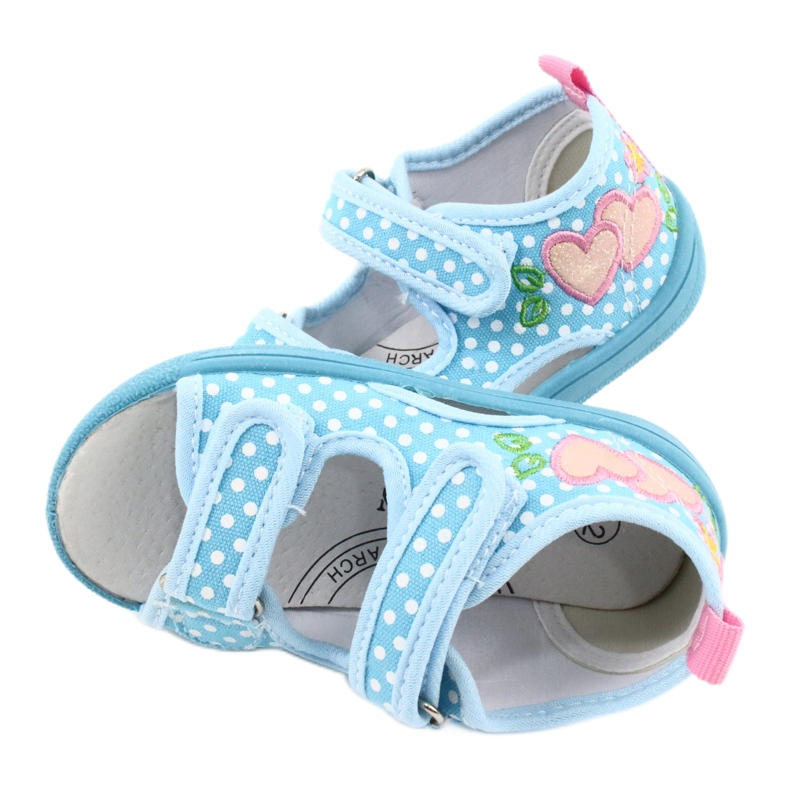 American Club Children's shoes slippers sandals hearts American TEN20 white blue pink 4