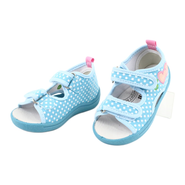 American Club Children's shoes slippers sandals hearts American TEN20 white blue pink 2