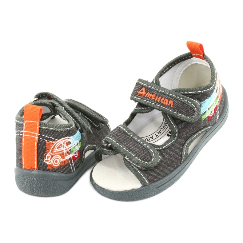 American Club American sandals, children's shoes, leather insert TEN46, gray grey 3 American Club American sandals, children's shoes, leather insert TEN46, gray grey 3