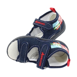 American Club American sandals children's shoes leather insole TEN46 red navy blue 4