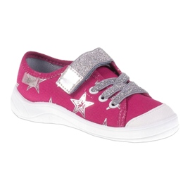Girls sneakers slippers with stars Befado 251X096 pink silver 1