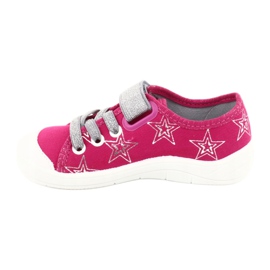 Girls sneakers slippers with stars Befado 251X096 pink silver 2