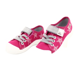 Girls sneakers slippers with stars Befado 251X096 pink silver 3