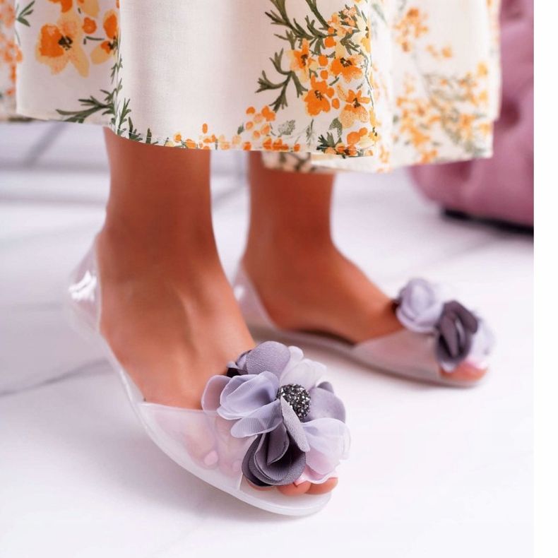 Lu Boo | Rubber Ballerinas Meliski Flowers White Candela colorless 1