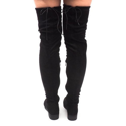 Suede Pompon Boots AB02-53 Black 1