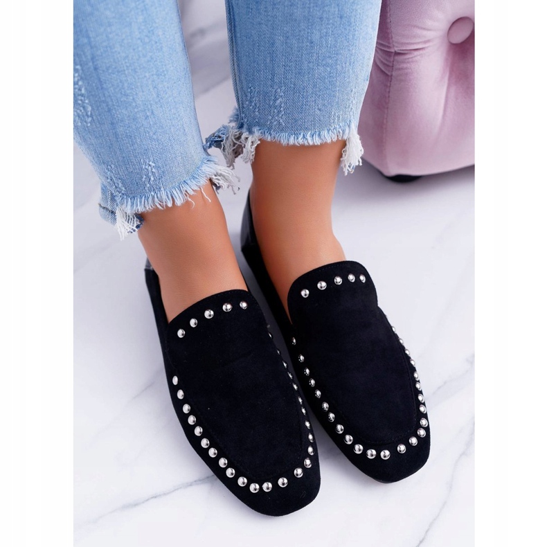 Lu Boo Women's Black Lords Ballerinas with Planta Rhinestones 2