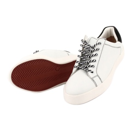 Caprice women's white/navy blue leather sneakers tied 23203 4