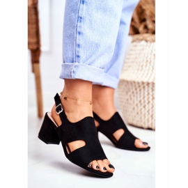 BUGO Women's Sandals On a Heel Openwork Black Valery 2