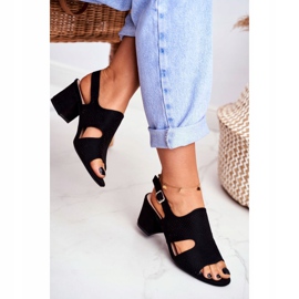 BUGO Women's Sandals On a Heel Openwork Black Valery 1