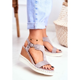 BUGO Women's Sandals On Wedge Gray Rosa grey 2