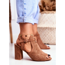 BUGO Women's Sandals On a Heel Openwork Brown Kira 2