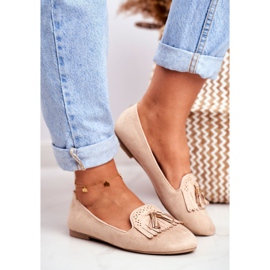 BUGO Women's Loafers Beige Lords Fringes Therese 1