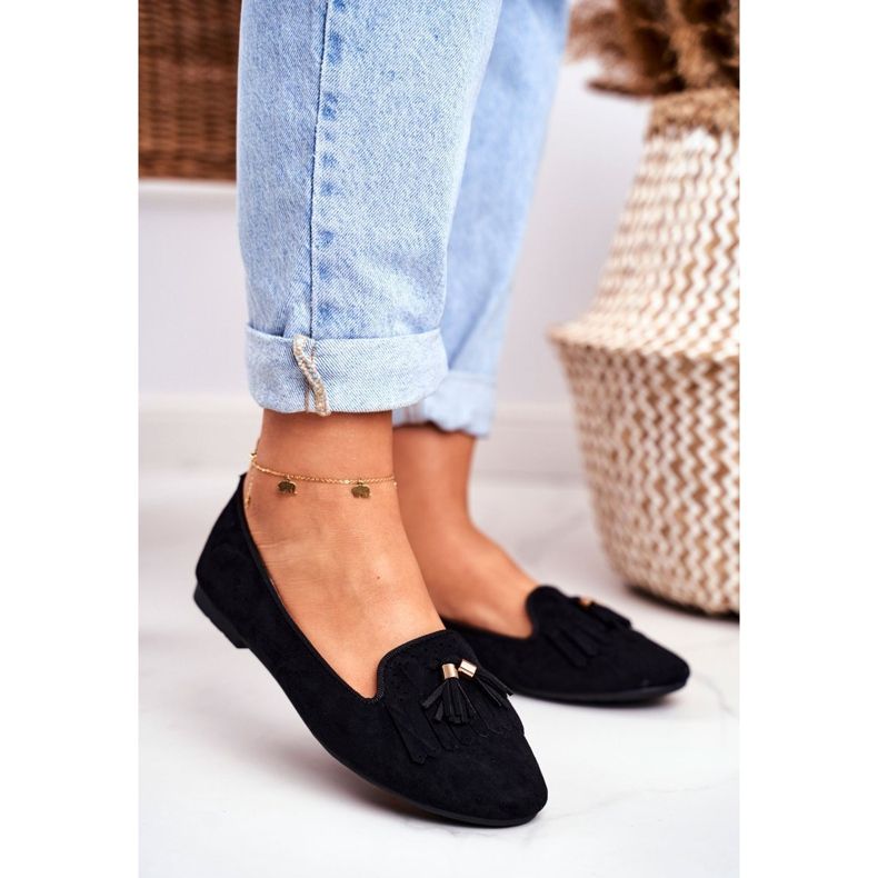 BUGO Women's Loafers Black Lords Fringes Therese 1