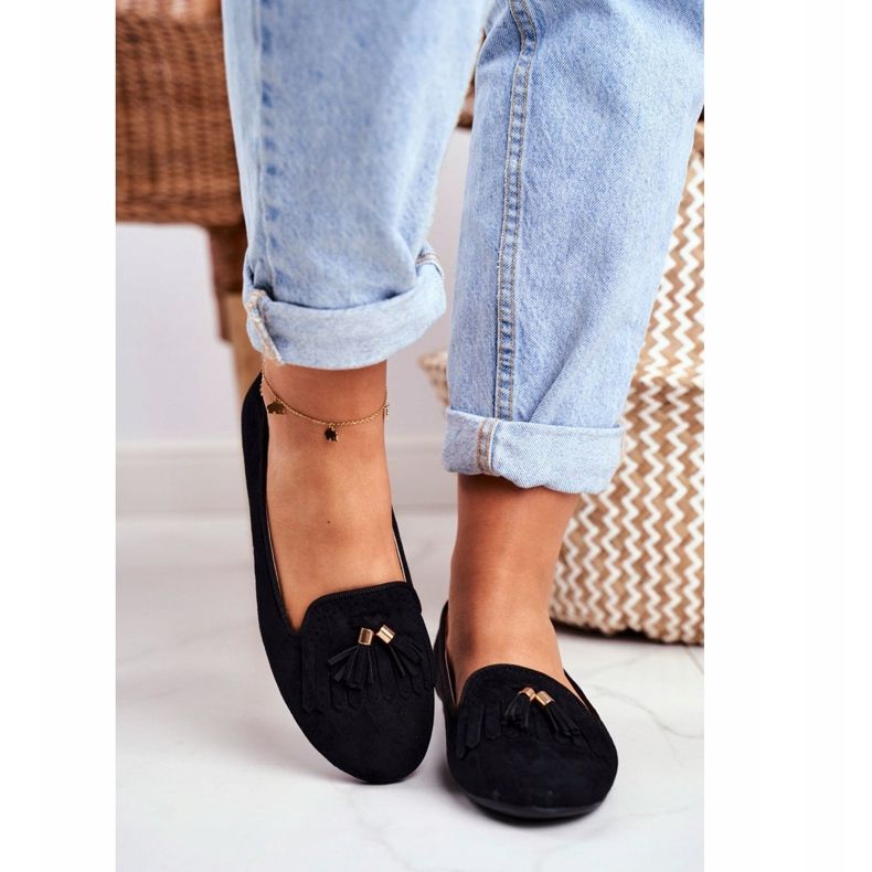 BUGO Women's Loafers Black Lords Fringes Therese 2